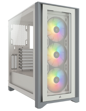 מארז CORSAIR iCUE 4000X RGB Tempered Glass Mid-Tower ATX WHITE