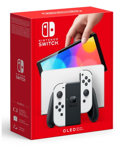 קונסולה Nintendo Switch OLED הכוללת 2 בקרים בצבע לבן בנפח 64GB אחריות יבואן לשנה