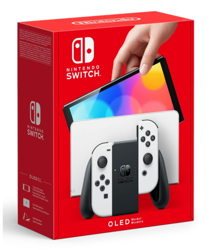 קונסולה Nintendo Switch OLED הכוללת 2 בקרים בצבע לבן בנפח 64GB + מגן מסך במתנה + אחריות יבואן לשנה