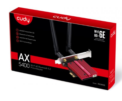 כרטיס רשת אלחוטי Cudy AX5400 Tri-Band Wi-Fi 6E Bluetooth 5.2