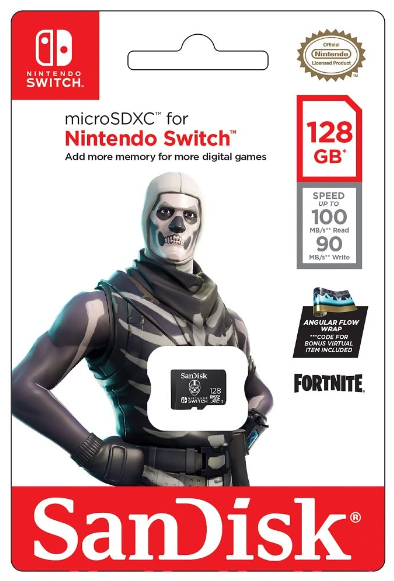 כרטיס זיכרון SanDisk Micro SDXC Fortnite Edition ל- Nintendo Switch - דגם SDSQXAO-128G-GN6ZG - נפח 128GB