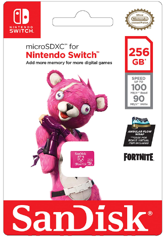 כרטיס זיכרון SanDisk Micro SDXC Fortnite Edition ל- Nintendo Switch - דגם SDSQXAO-256G-GN6ZG - נפח 256GB