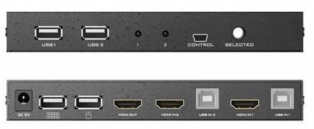 OEM קופסת מיתוג KVM מ-2 מחשבים לעמדת עבודה אחת 4K HDMI + USB, גרסת אקונומי KVM1602