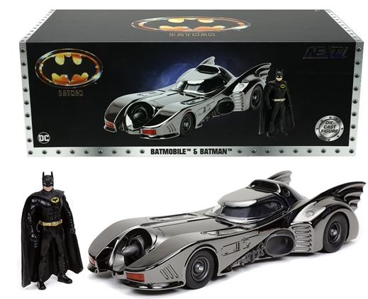 Batman Begins 1:24 scale Limited Edition Black Chrome 1989 Batmobile Die-Cast Vehicle w/ Figure