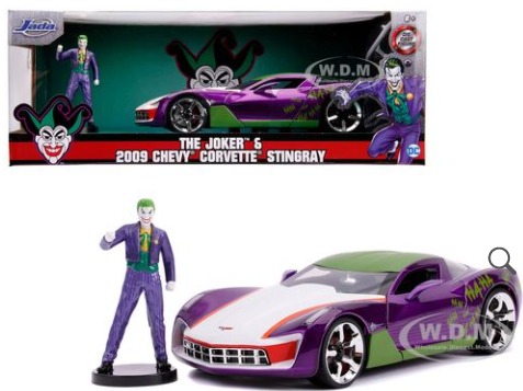 JADA (11998) 2009 Chevrolet Corvette Stingray with Joker ג'אדה מכונית אספנות מתכת ודמות ג'וקר Jada