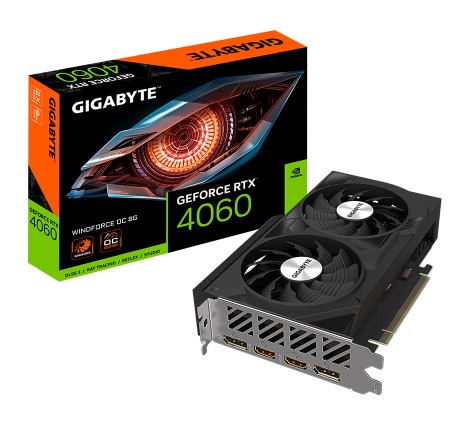 כרטיס מסך Gigabyte RTX 4060 WINDFORCE 2 OC 8GB DP HDMI