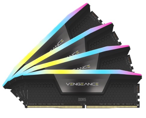 זיכרון לנייח CORSAIR VENGEANCE RGB 64GB 4x16GB DDR5 6200MHz C32