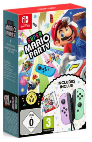 Joy Con Pair Purple Green & Mario Party   + משחק בעותק פיזי