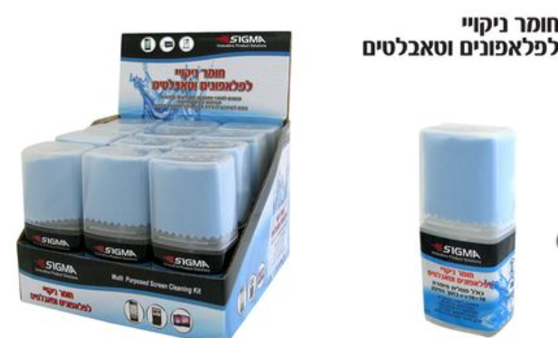 מגש של 12 יחידות מנקה מסך 100 מ"ל + מטלית SIGMA SI1100