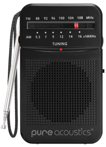 רדיו AM/FM נייד דגם RD-20-BLACK מבית PURE ACOUSTICS