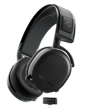 אוזניות גיימינג אלחוטיות עם מיקרופון Steelseries Arctis 7P+ Black בצבע שחור