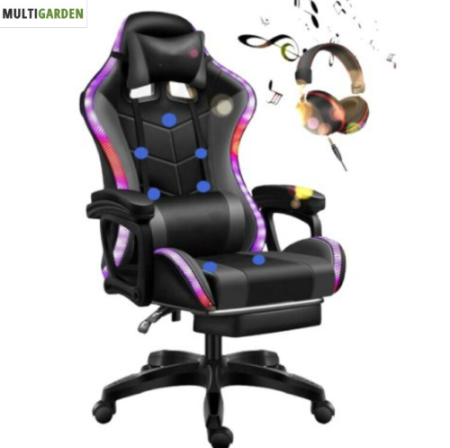 כיסא גיימינג RGB PLUS תאורה צבע שחור