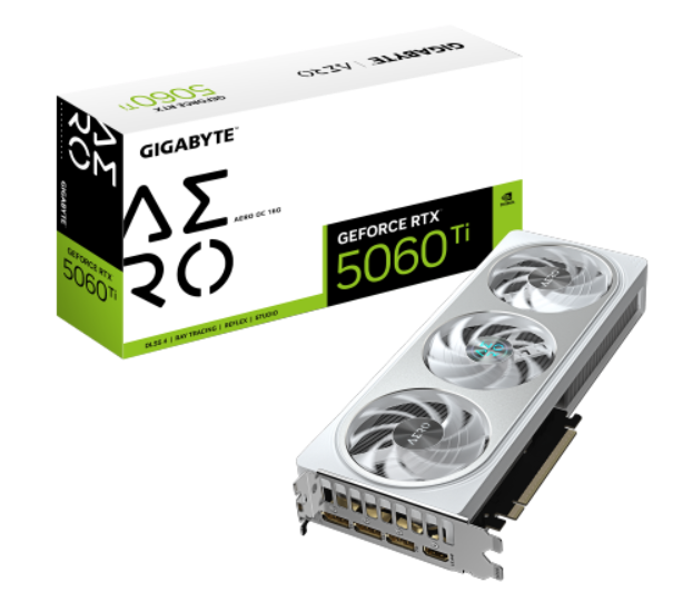 כרטיס מסך Gigabyte RTX 5060 Ti AERO OC 16GB white