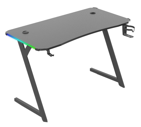 שולחן גיימינג 'OPTIMUS' בצורת Z כולל תאורת RGB צבע שחור