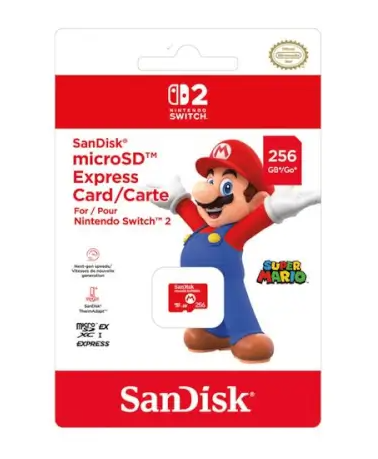כרטיס זיכרון לנינטנדו Nintendo Switch 2 SanDisck microSD Express Card 256GB