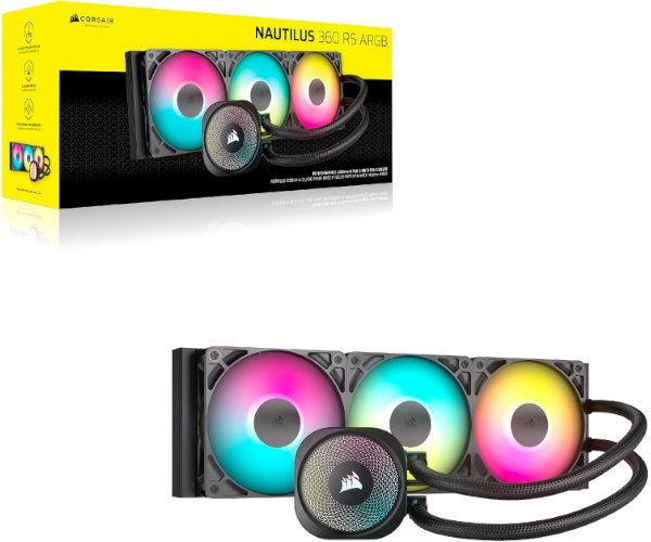 קירור נוזלי Corsair iCUE NAUTILUS 360 RS RGB 360mm AIO שחור/לבן