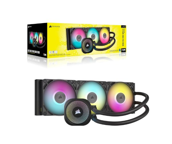 קירור נוזלי Corsair iCUE TITAN 360 RX RGB 360mm AIO שחור/לבן