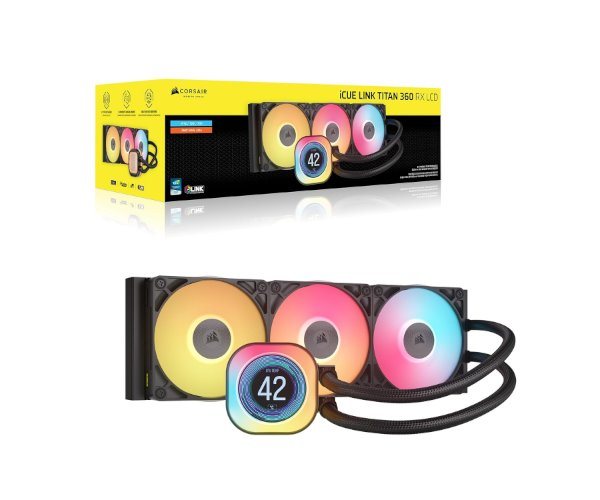 קירור נוזלי Corsair iCUE TITAN 360 RX LCD 360mm AIO שחור/לבן