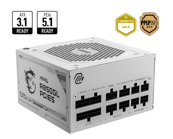 ספק כוח MSI MAG A850GL PCIE5 WHITE