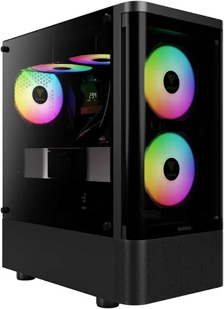 מארז GAMDIAS TALOS E3 CG זכוכית קמורה שחור/לבן