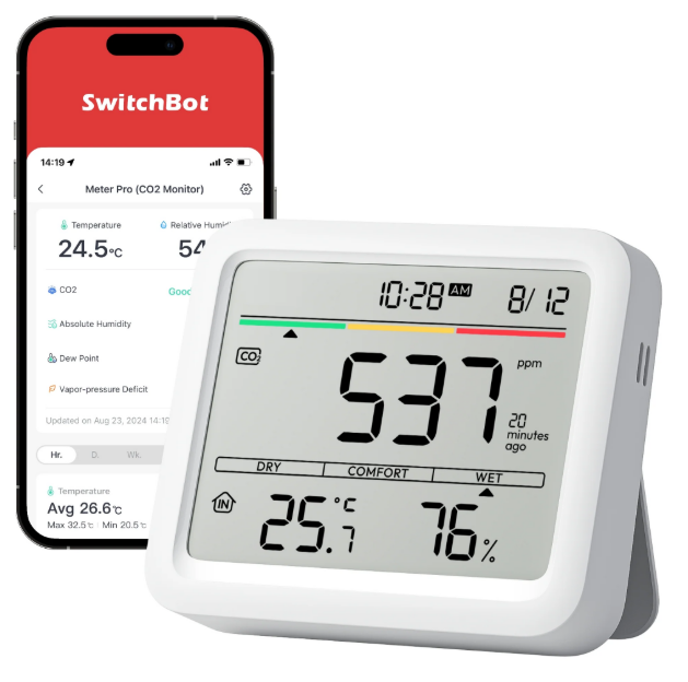 חיישן טמפ' וזיהום אויר – SwitchBot Meter Pro (CO2 Monitor)