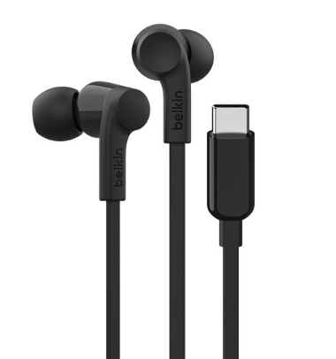 אוזניות חוטיות Belkin SoundForm Earbuds USB-C עם בקרת עוצמת שמע מתכווננת