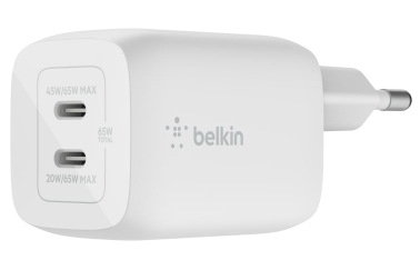 מטען קיר כפול Belkin BoostCharge 68W Dual USB-C PD GaN