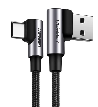 כבל טעינה מהירה USB-C בזווית 90 מעלות באורך 2 מטר