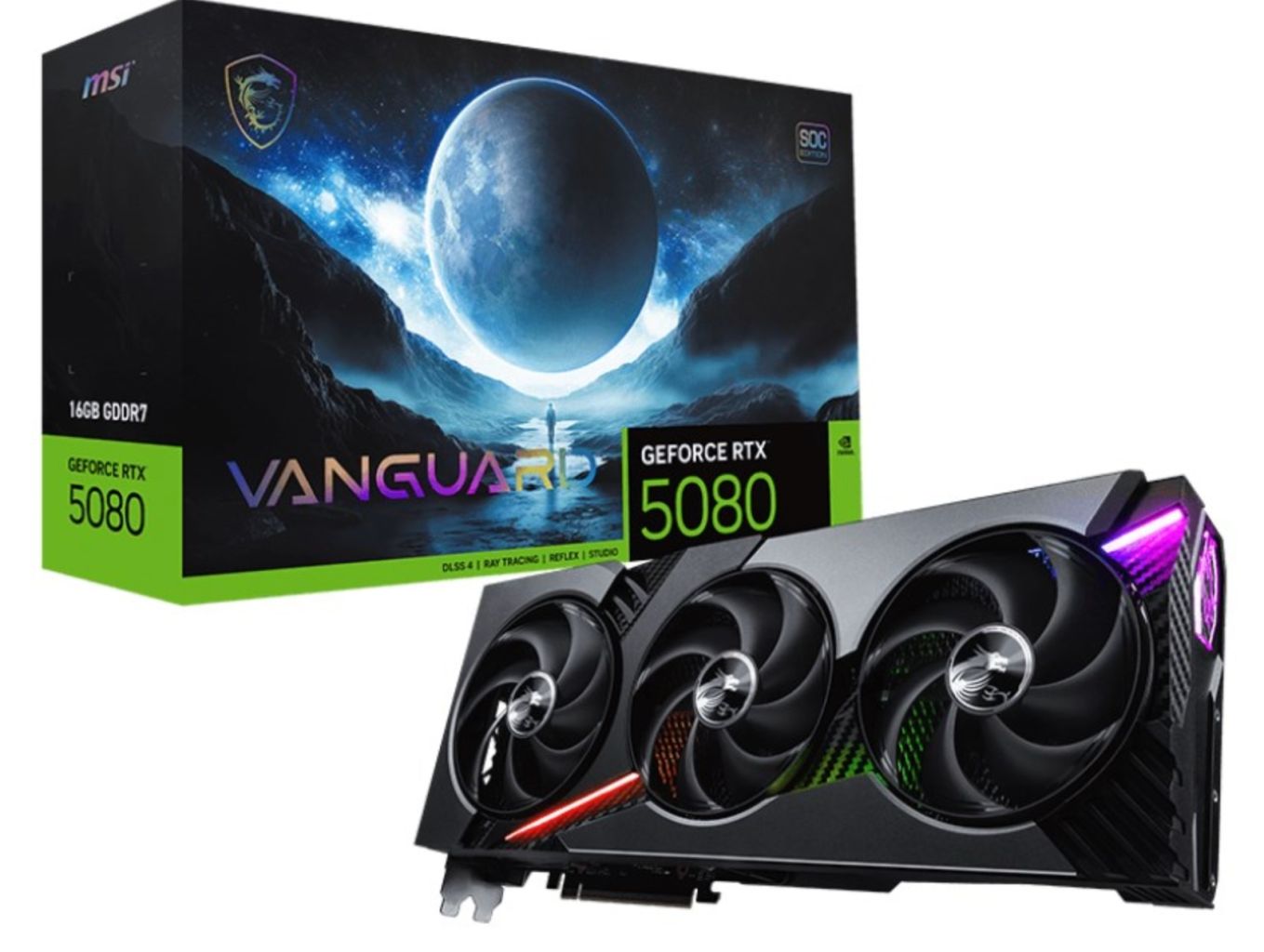 כרטיס מסך MSI GeForce RTX 5080 16GB VANGUARD SOC 3X