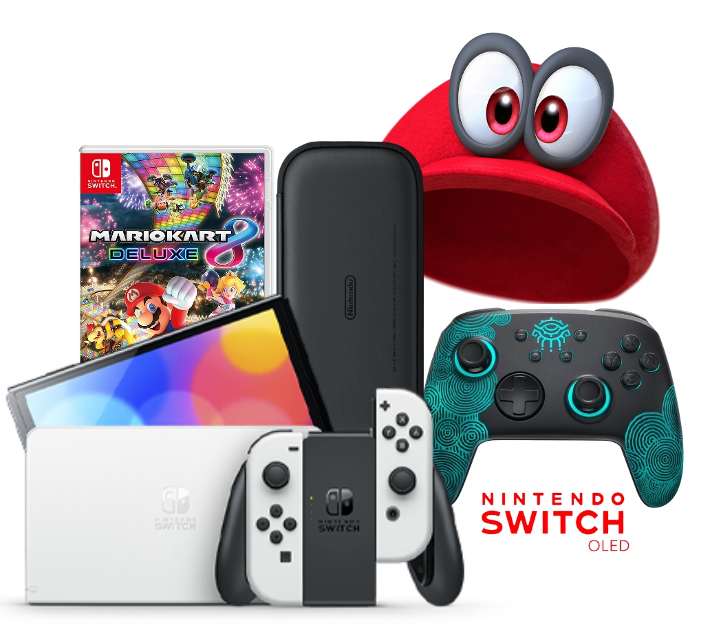 קונסולת Nintendo Switch OLED +משחק לבחירה+שלט אלחוטי+כיסוי ומגן+מתנה לבחירה