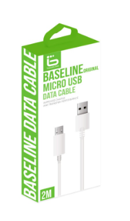 כבל סינכרון וטעינה BASELINE MICRO-USB 2M