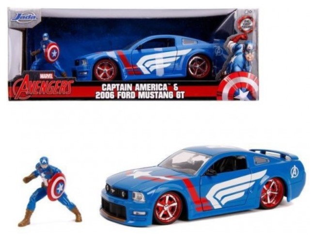 מכונית Jada Toys Hollywood Rides - Captain America - 2006 Ford Mustang GT 1:24 Scale