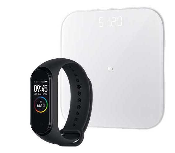 סט הכולל: צמיד כושר חכם דגם Mi Band 7 +משקל חכם דגם Mi Smart Scale 2