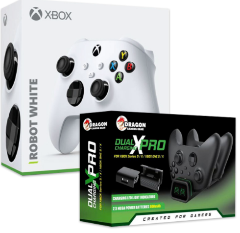 באנדל Xbox Series White Controller + מטען זוגי אקסבוקס