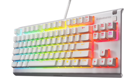 מקלדת גיימרים חוטית SteelSeries Apex 3 TKL  לבן
