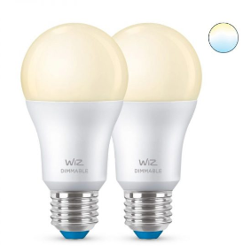 זוג נורות LED חכמות 8W עם טמפרטורת צבע 2.7K smart bulb 8W A60 E27 927 2pcs