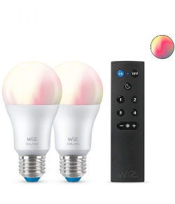 זוג נורות LED צבעוניות חכמות 8W עם שלט smart bulb 11W A60 E27 2Pcs RC