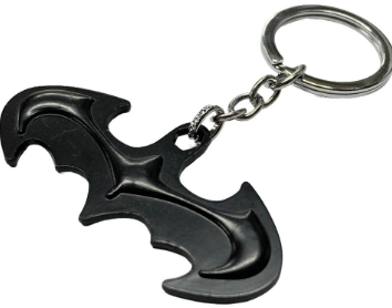 מחזיק מפתחות לוגו באטמן ממתכת תלת מימד - שחור