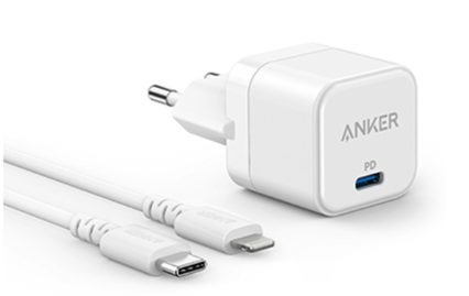 Anker B2149G21 USB-C 20W + Type-C To Lightning Cable 0.9M סט מטען קיר יבואן רשמי