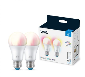 זוג נורות LED צבעוניות חכמות 8W בגודל A60 smart bulb 13W A60 E27 2Pcs