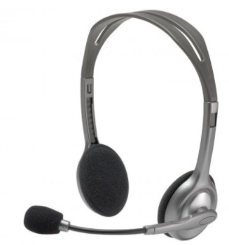 אוזניות ומיקרופון Logitech Stereo H110 בצבע כסף