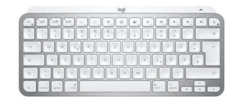 מקלדת מיני אלחוטית בלוטות' מוארת Logitech MX Keys Mini - כסוף / לבן-ורוד /אפור- עבור מחשבי MAC