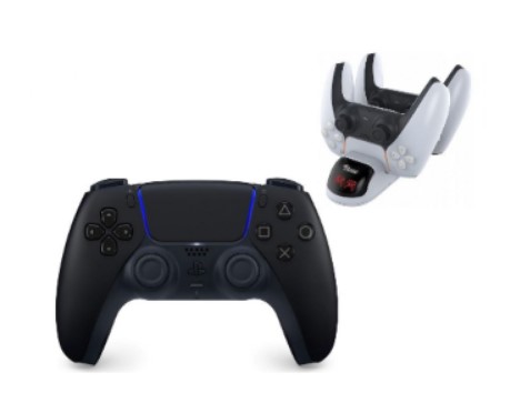 Sony Ps5 DualSense Controller Midnight Black עם מטען זוגי אחריות יבואן רשמי