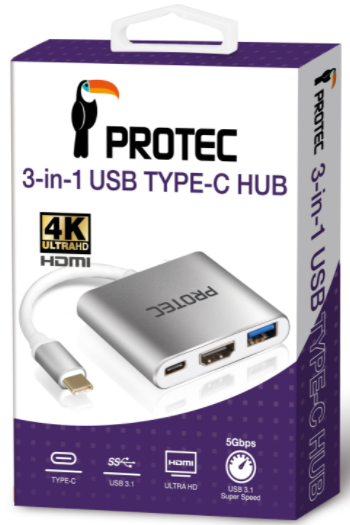 מתאם Type C to HDMI 3 in 1 Protec