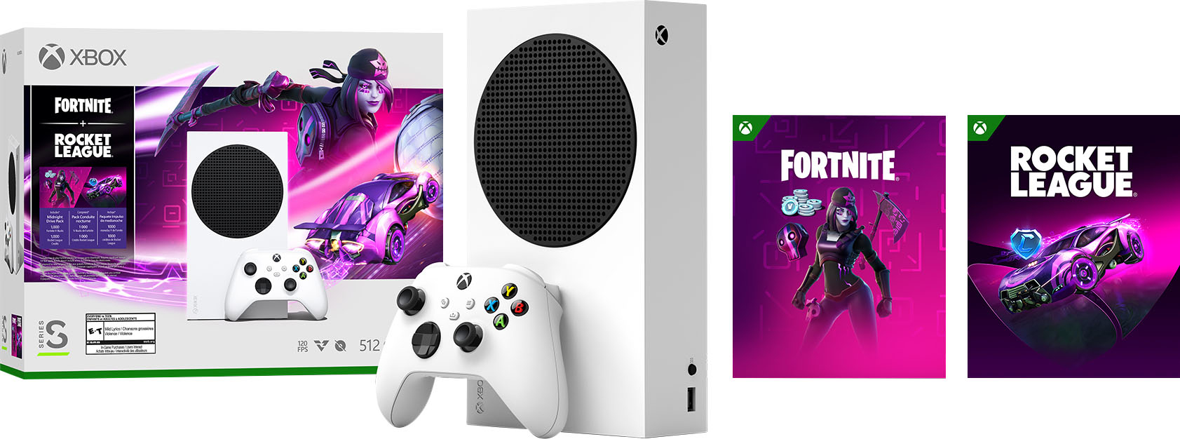 קונסולת Xbox Series S 512GB – Fortnite 1000 V-Bucks + Rocket League 1000 Credits