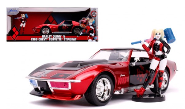 מכונית Jada Toys Hollywood Rides - Harley Quinn 69 Corvette 1:24 Scale (31196)