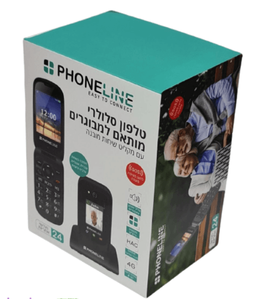 טלפון למבוגרים דור 4G עם לחצן מצוקה + עמדת טעינה לשולחן Phoneline F33