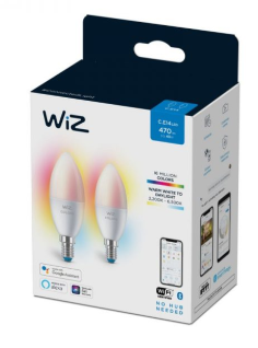 זוג נורת נר LED צבעוניות חכמות 5W בגודל C37 smart bulb 5W C37 E14 922-65 2PCS