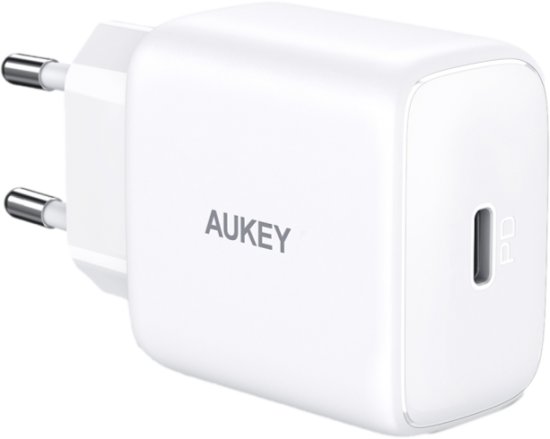 מטען קיר Aukey Swift PD USB-C 20W - צבע לבן