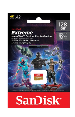 כרטיס זיכרון SanDisk 128GB Extreme UHS-I microSDXC Memory Card for Mobile Gaming